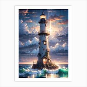 A Lighthouse In The Middle Of The Ocean 12 Art Print