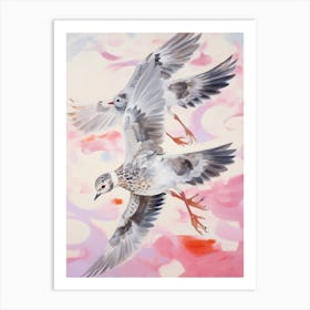 Pink Ethereal Bird Painting Grey Plover 2 Art Print