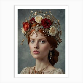 Portrait of a girl wearing a crown on her head 2 Art Print