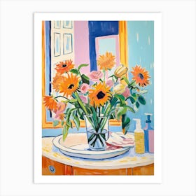 A Vase With Sunflower, Flower Bouquet 3 Art Print