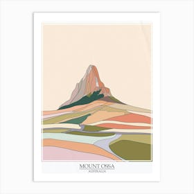 Mount Ossa Australia Color Line Drawing 10 Poster Art Print