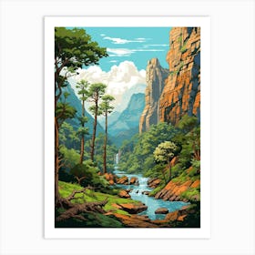 Lope National Park Pixel Art 2 Art Print