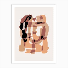 Couple Hugs And Kisses Art Print