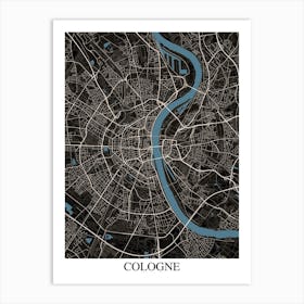 Cologne Black Blue Art Print