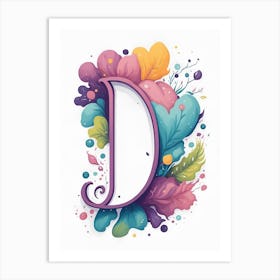 Colorful Letter D Illustration 21 Art Print