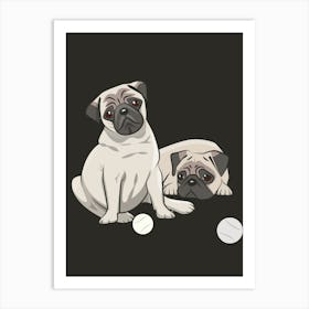 Two Pugs Art Print