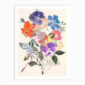 Periwinkle Collage Flower Bouquet Art Print
