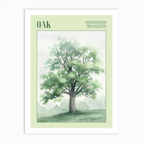 Oak Tree Atmospheric Watercolour Painting 8 Poster Art Print