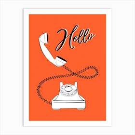 Hello Retro Phone Art Print