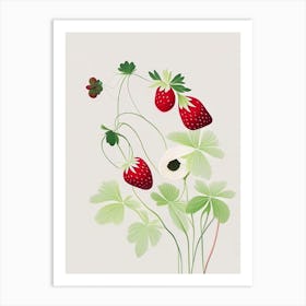 Wild Strawberries, Plant, Neutral Abstract Art Print