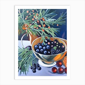 Juniper Berry Spices And Herbs Oil Painting Art Print