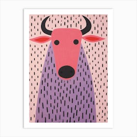 Pink Polka Dot Buffalo 3 Art Print