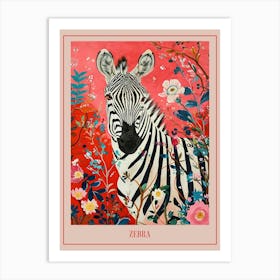 Floral Animal Painting Zebra 4 Poster Art Print