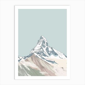 Grossglockner Austria Color Line Drawing (2) Art Print