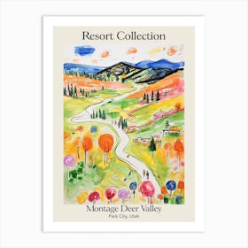 Poster Of Montage Deer Valley   Park City, Utah   Resort Collection Storybook Illustration 2 Art Print