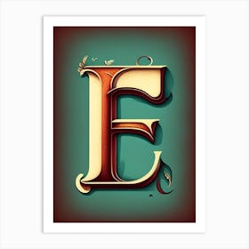 E, Letter, Alphabet Retro Drawing 4 Art Print
