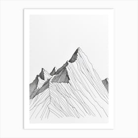 Kala Patthar Nepal Line Drawing 3 Art Print