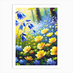 Blue Bells Wild Flowers AI Art Print