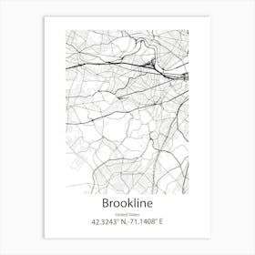 Brookline,United States Minimalist Map 1 Póster