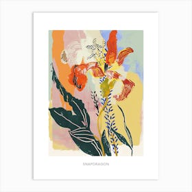 Colourful Flower Illustration Poster Snapdragon 3 Art Print