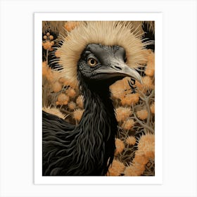 Dark And Moody Botanical Emu 2 Art Print