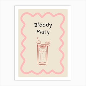 Bloody Mary Doodle Poster Pink & Red Art Print