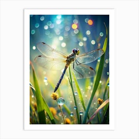 Insect Symphony Capture A Dragonfly Perched On Art Print