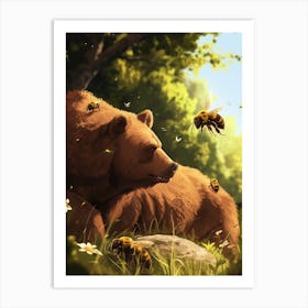 Colletidae Bee Storybook Illustration 4 Art Print