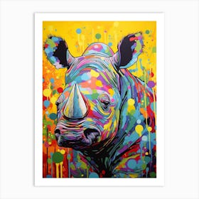 Paint Splash Dotty Rhino 1 Art Print