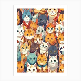 cat faces pattern Art Print