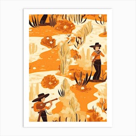 Cowgirl Pattern  1 Art Print
