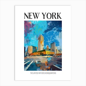 The United Nations Headquarters New York Colourful Silkscreen Illustration 2 Poster Art Print