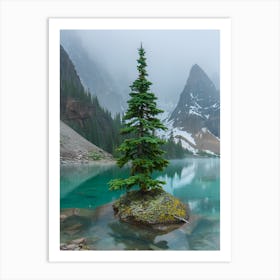 Lone Pine Tree In A Lake Art Print