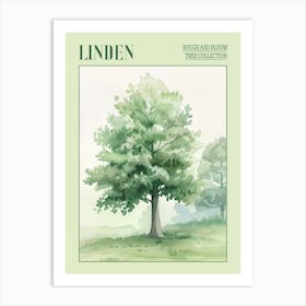 Linden Tree Atmospheric Watercolour Painting 3 Poster Art Print