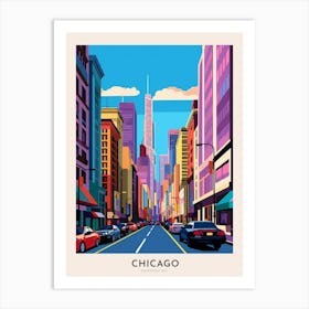 Magnificent Mile 3 Chicago Colourful Travel Poster Art Print
