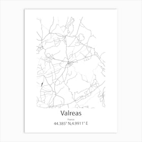 Valreas,France Minimalist Map Art Print