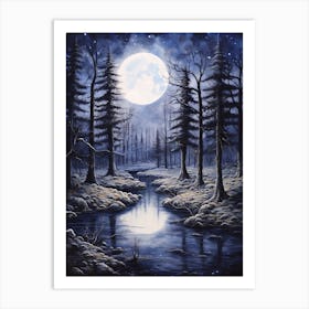 Full Moon In The Forest Art Print