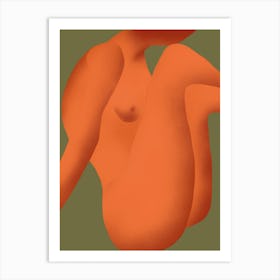 Nude in sunset orange Art Print