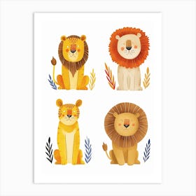 African Lion Lion In Different Seasons Clipart 1 Art Print