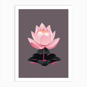 A Pink Lotus In Minimalist Style Vertical Composition 88 Art Print