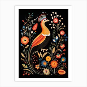 Folk Bird Illustration Pheasant 1 Art Print