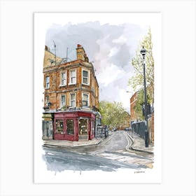 Newham London Borough   Street Watercolour 2 Art Print