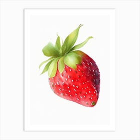 A Single Strawberry, Fruit, Watercolour 2 Art Print