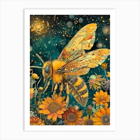 Bee In The Garden Inspired By William Morris Art Print