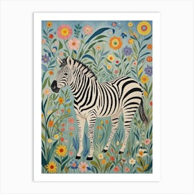 Whimsical Zebra In The Garden Art Print