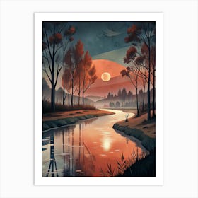 Sunset By The River 9 Art Print