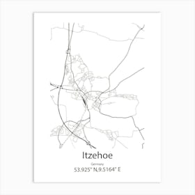 Itzehoe,Germany Minimalist Map Art Print