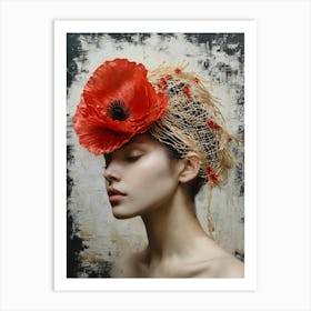 Red Poppy Hat Art Print