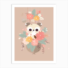 Cute Kawaii Flower Bouquet With A Hanging Possum 3 Art Print