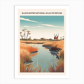 Blackwater National Wildlife Refuge Midcentury Travel Poster Art Print